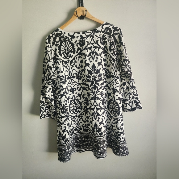 Tyler Boe 100% Linen tunic top/mini dress/ cover up womens small black +White - Picture 7 of 12